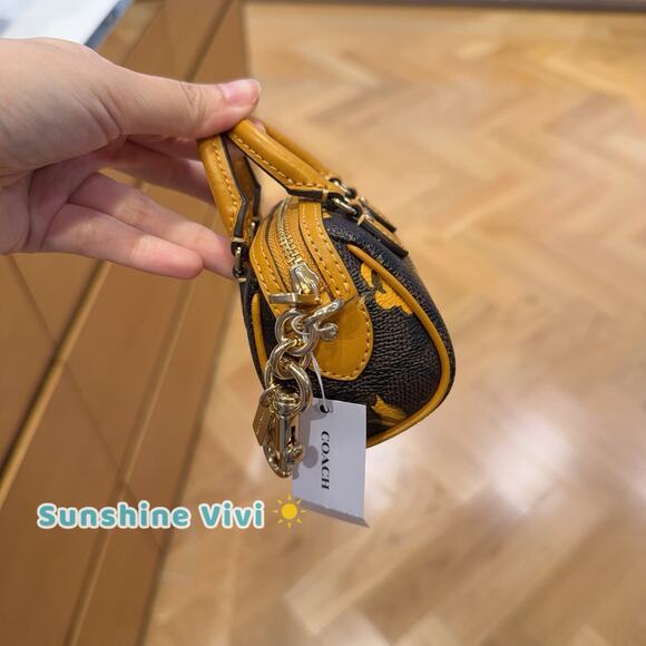 NWT Coach Mini Rowan Keychain Charm Signature Canvas Floral Print CCF12(no bag) - Picture 3 of 8